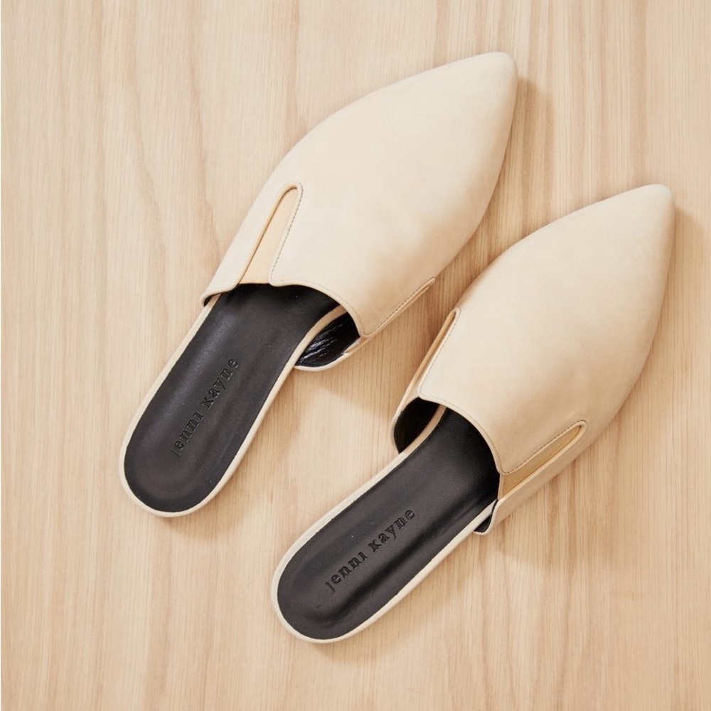 Jenni Kayne Cream Pointed-Toe Suede Backless Mules - Picture 2 of 10